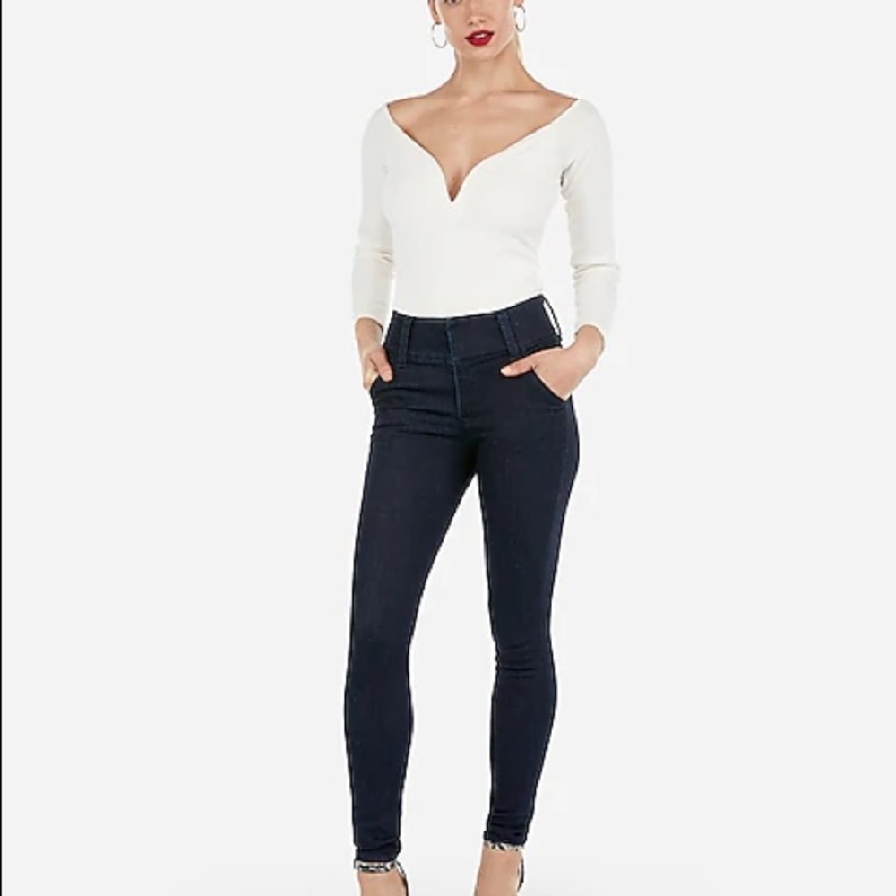 Express High Waisted Denim Perfect Wide WB 4S